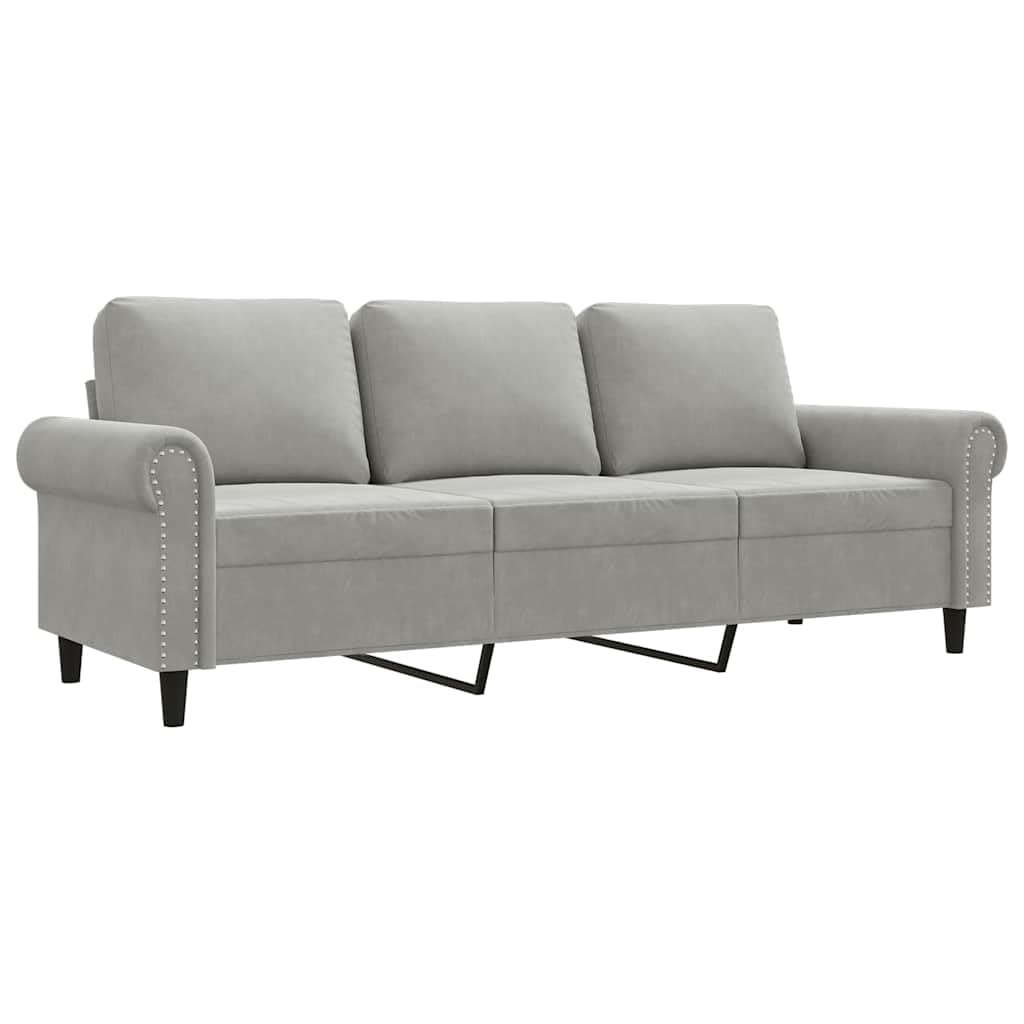 Light Gray Velvet 3-Seater Sofa F72875