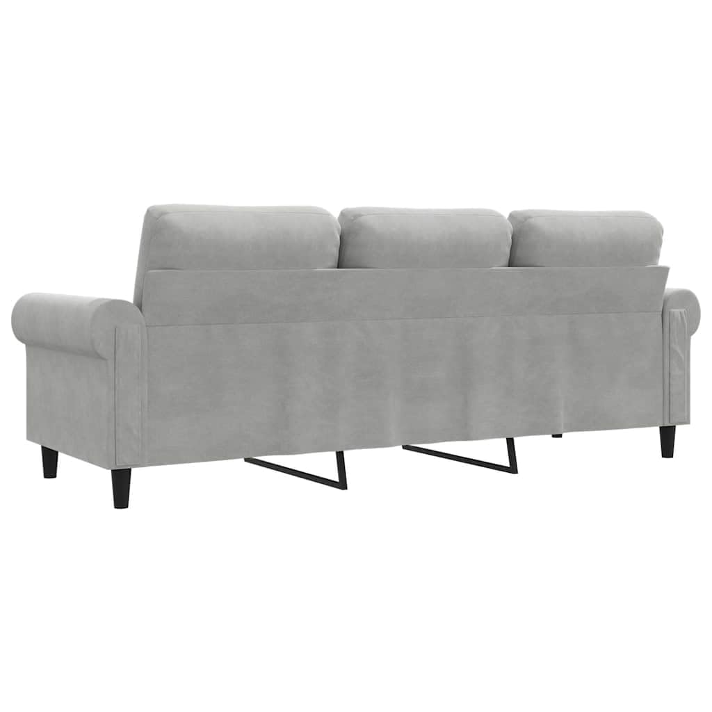 Light Gray Velvet 3-Seater Sofa F72875