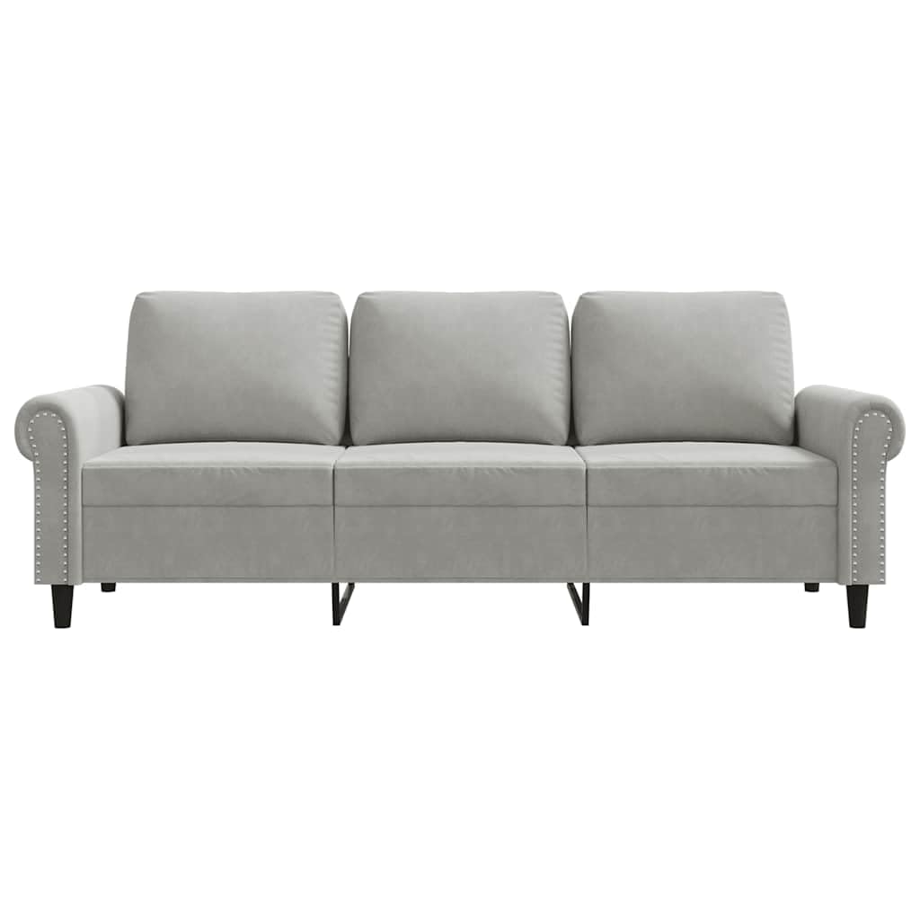 Light Gray Velvet 3-Seater Sofa F72875