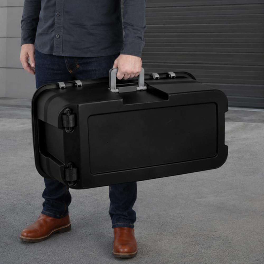 Rolling Storage Trunk with Wheels and Handle, 22 Gallon Black Bin E54989