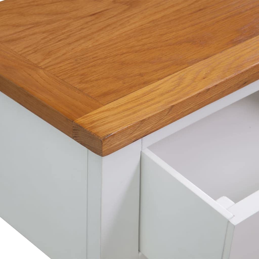 Solid Oak Wood Console Table with Two Drawers and Shelf D9041