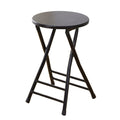 Black Round Folding Stool with Metal Frame Q76530