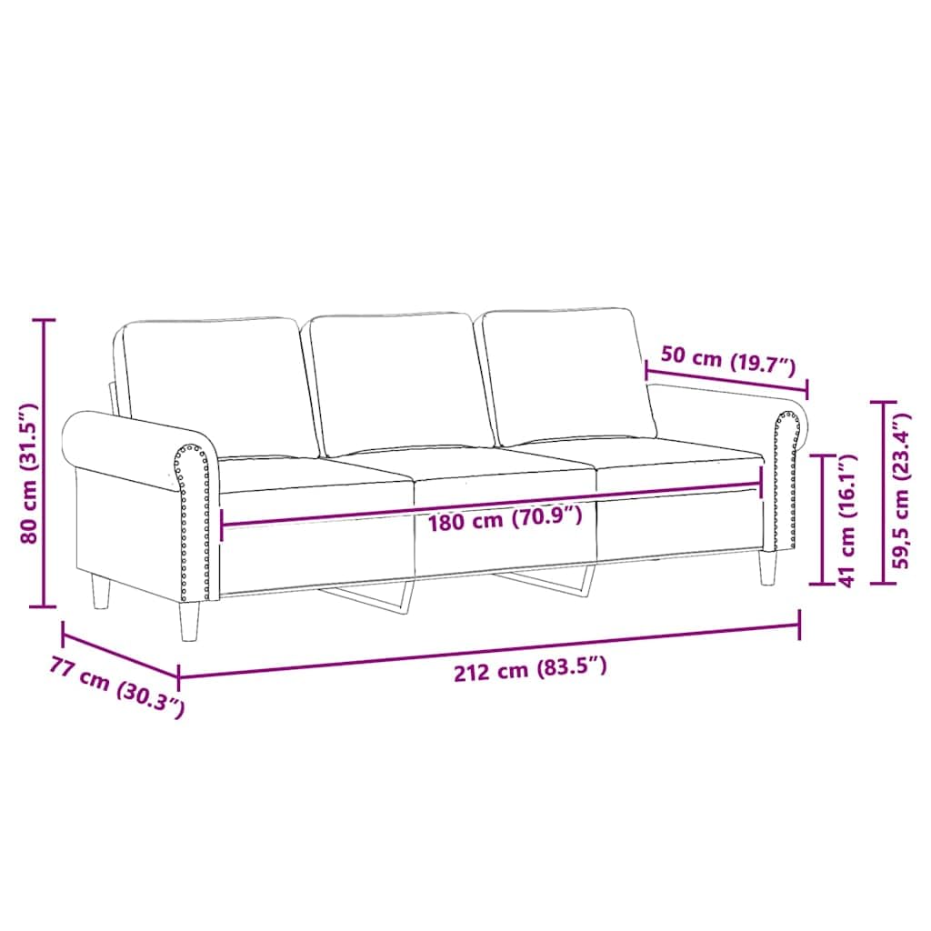Light Gray Velvet 3-Seater Sofa F72875