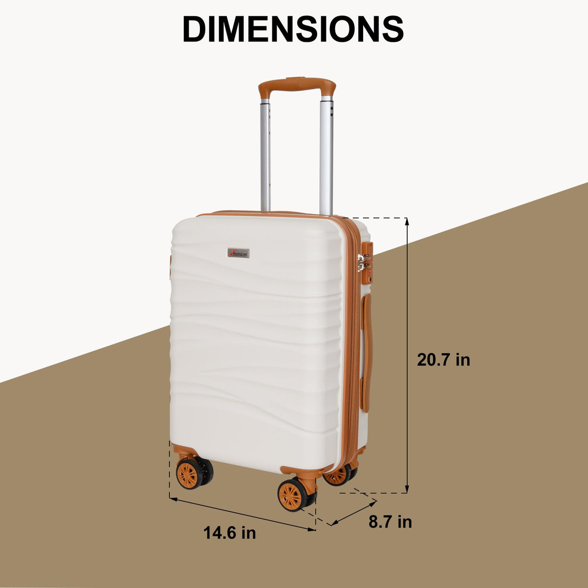 Expandable 21" Carry On Hardshell Luggage with Spinner Wheels, White I89407