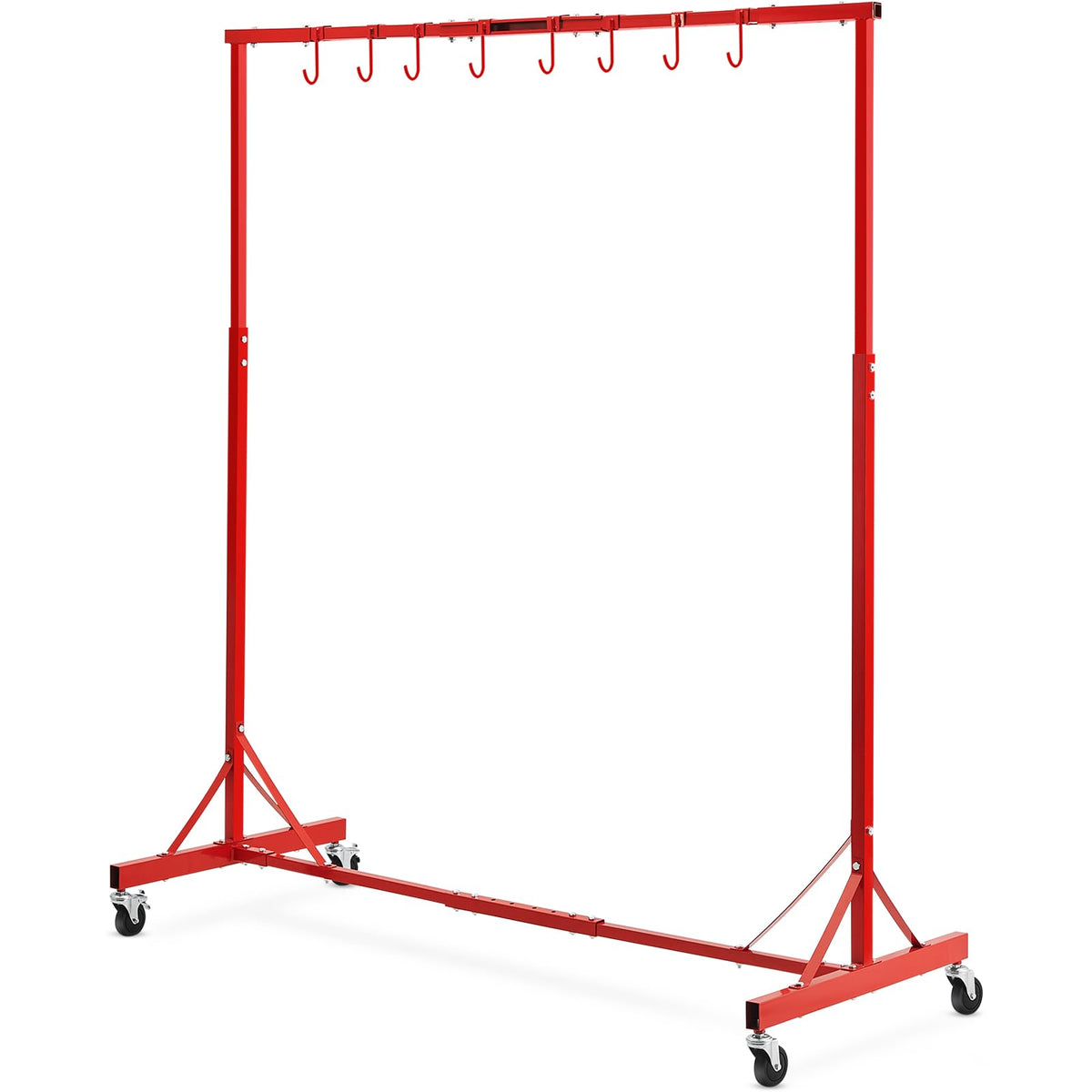 Adjustable Height 66 lbs Capacity Painting Rack with 8 Hooks and 4 Swiveling Wheels I3597