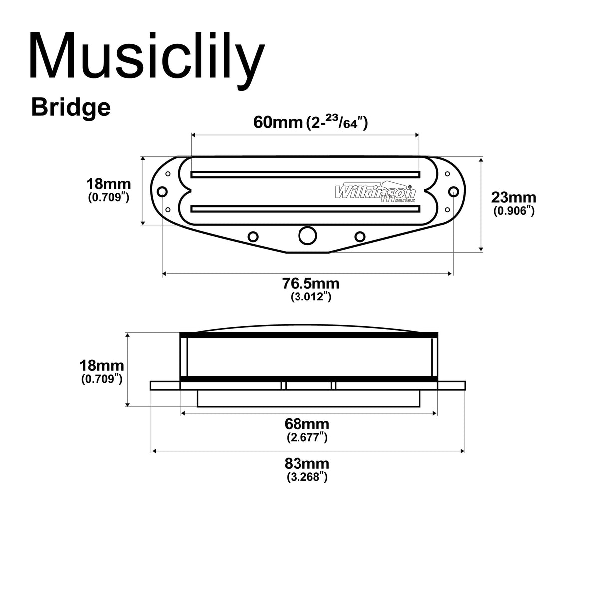 Black Single Coil Sized Humbucker Bridge Pickup X855064