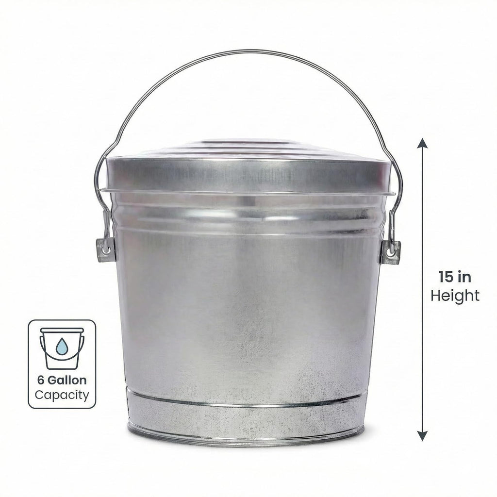 6 Gallon Galvanized Metal Trash Can with Locking Lid Z160