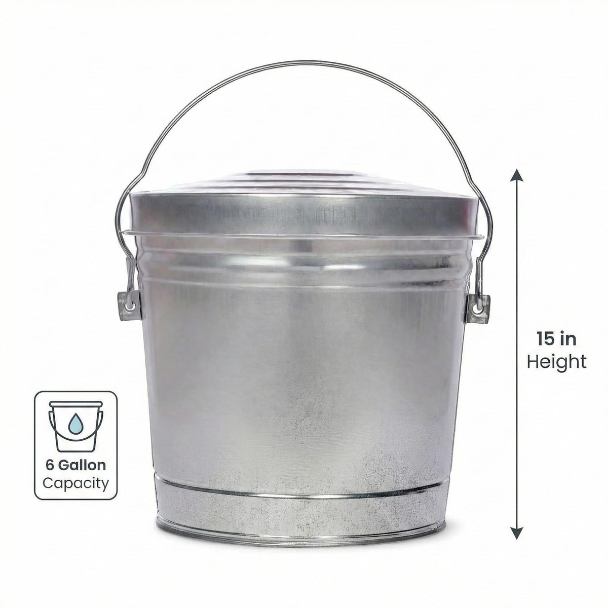 6 Gallon Galvanized Metal Trash Can with Locking Lid Z160
