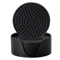 Silicone Drink Coasters with Holder, Set of 6, Black U740007
