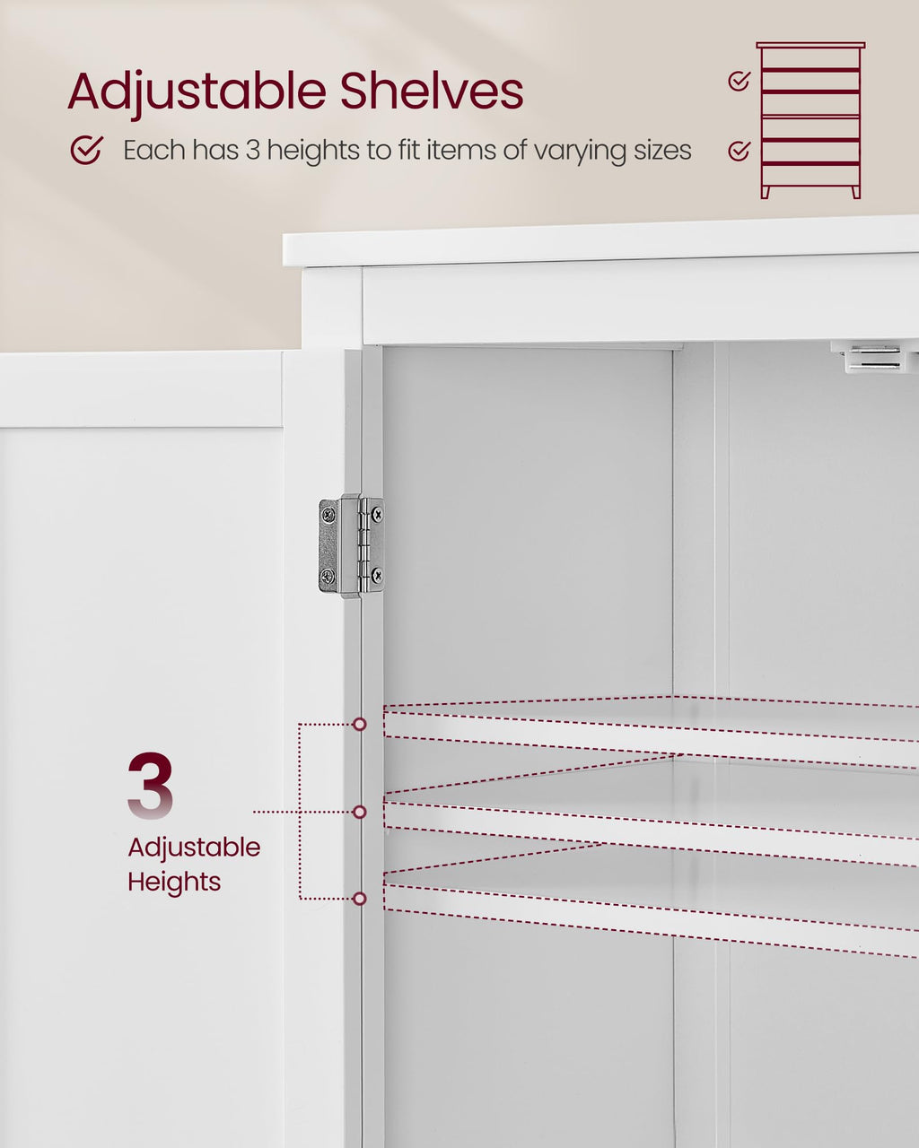 Tall Storage Cabinet with 4 Doors and 4 Adjustable Shelves H342826