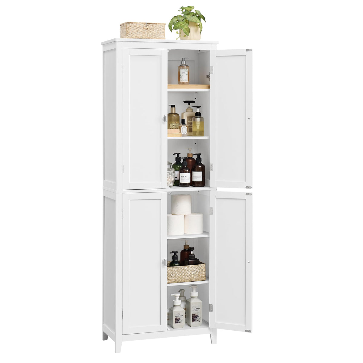Tall Storage Cabinet with 4 Doors and 4 Adjustable Shelves H342826