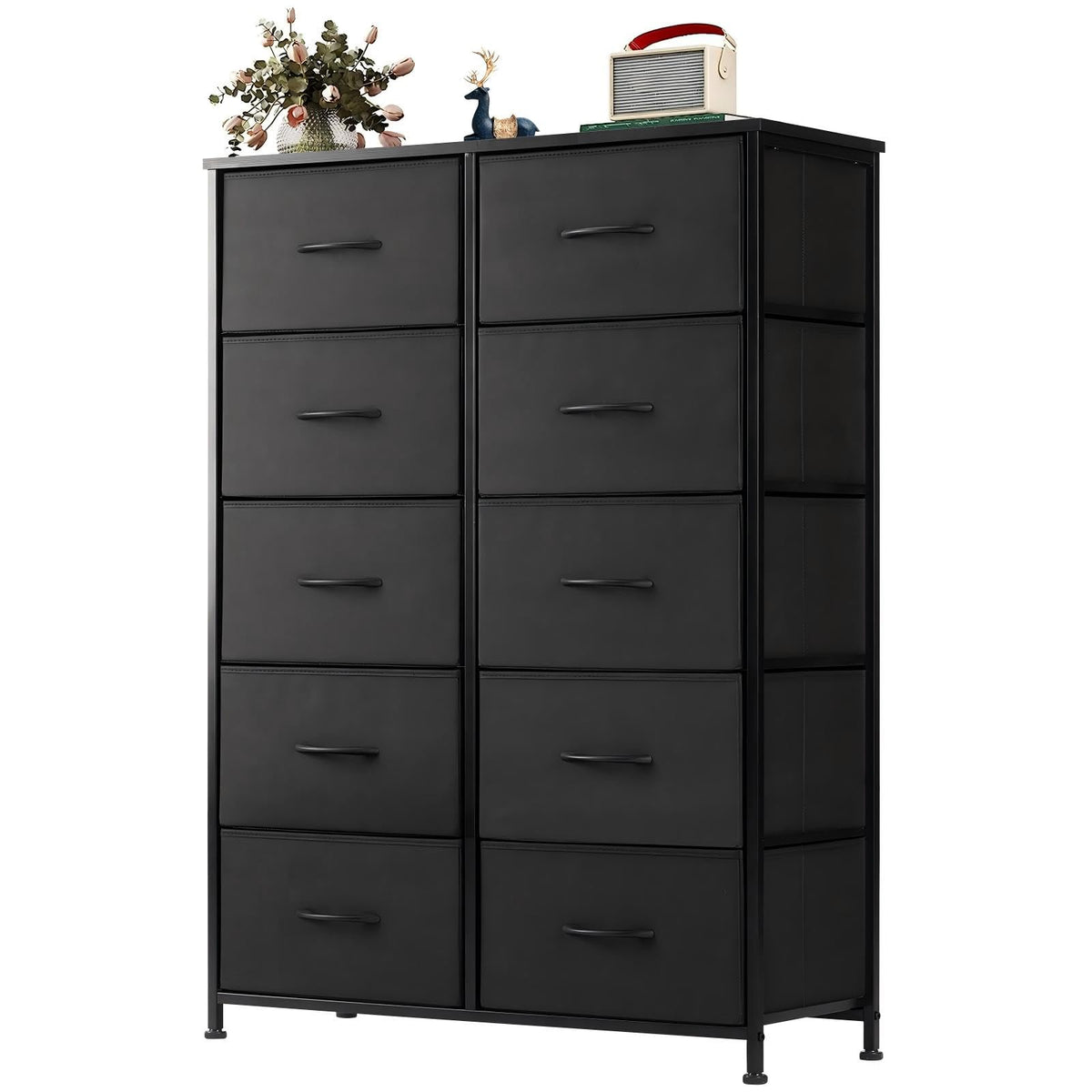 Black 10 Drawer Tall Dresser R372952