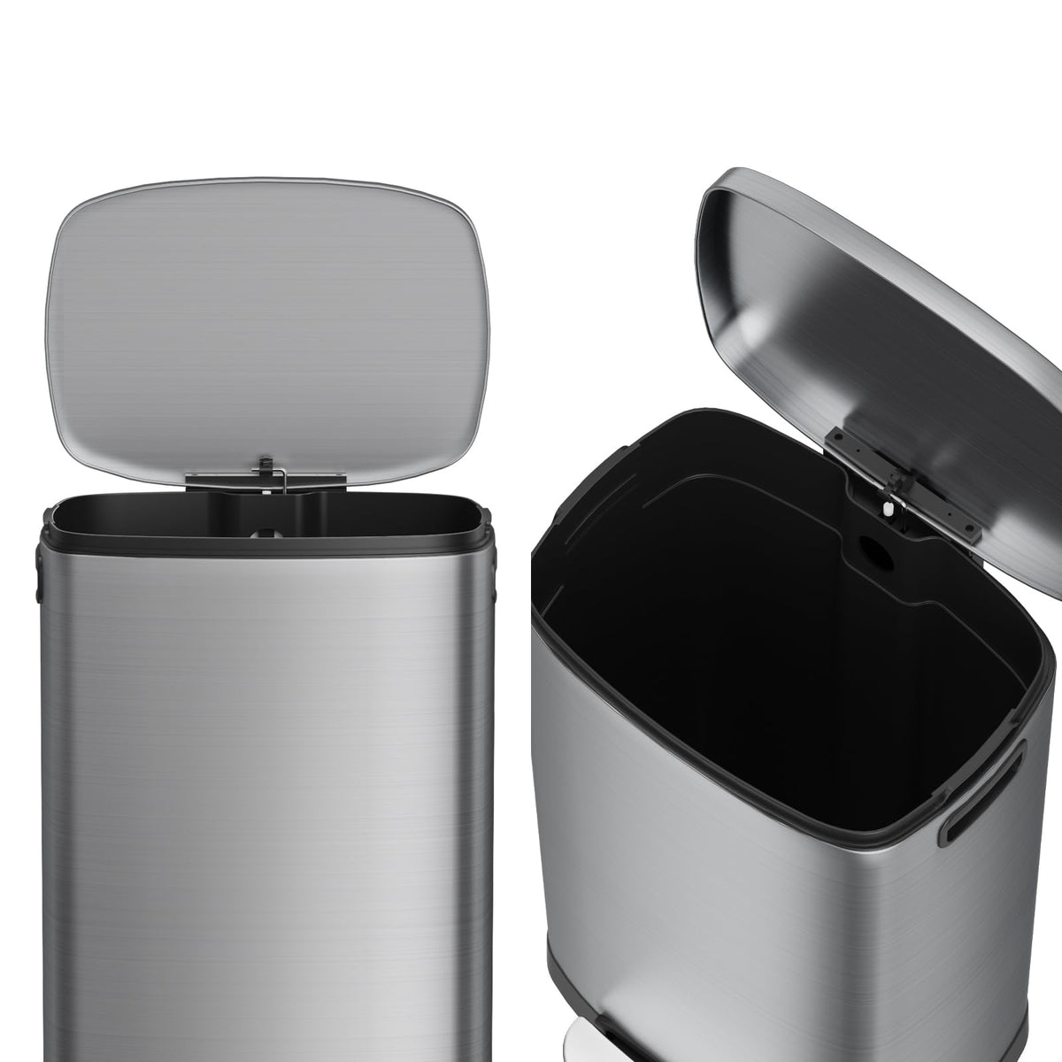 13 Gallon Fingerprint Proof Stainless Steel Trash Can with Lid Q9224