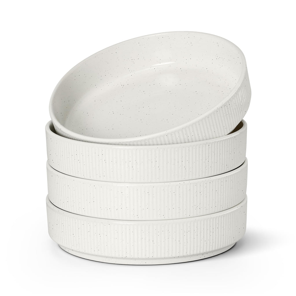 Pasta Bowls Set of 4, 35oz Ceramic, White, 8" I9394