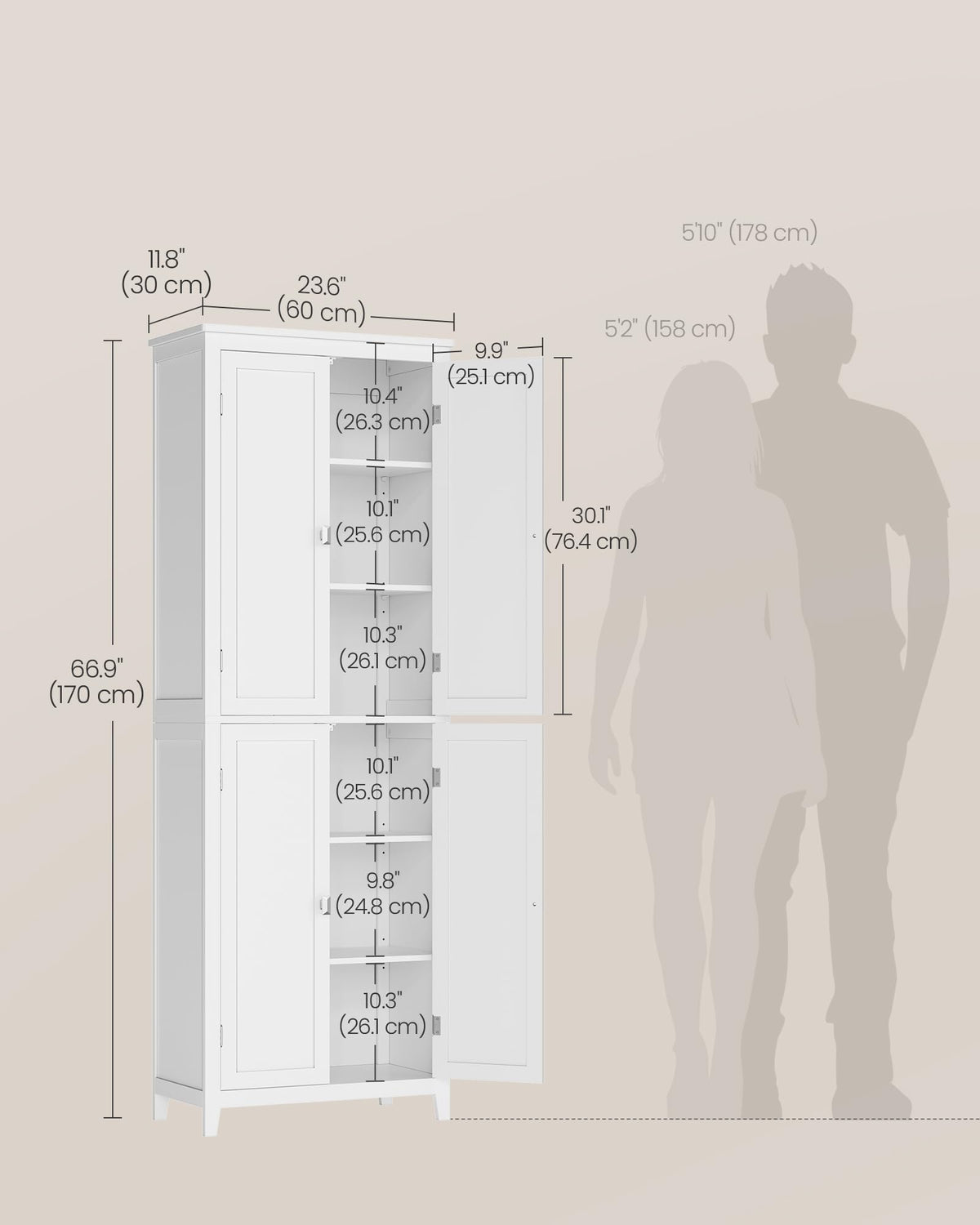 Tall Storage Cabinet with 4 Doors and 4 Adjustable Shelves H342826