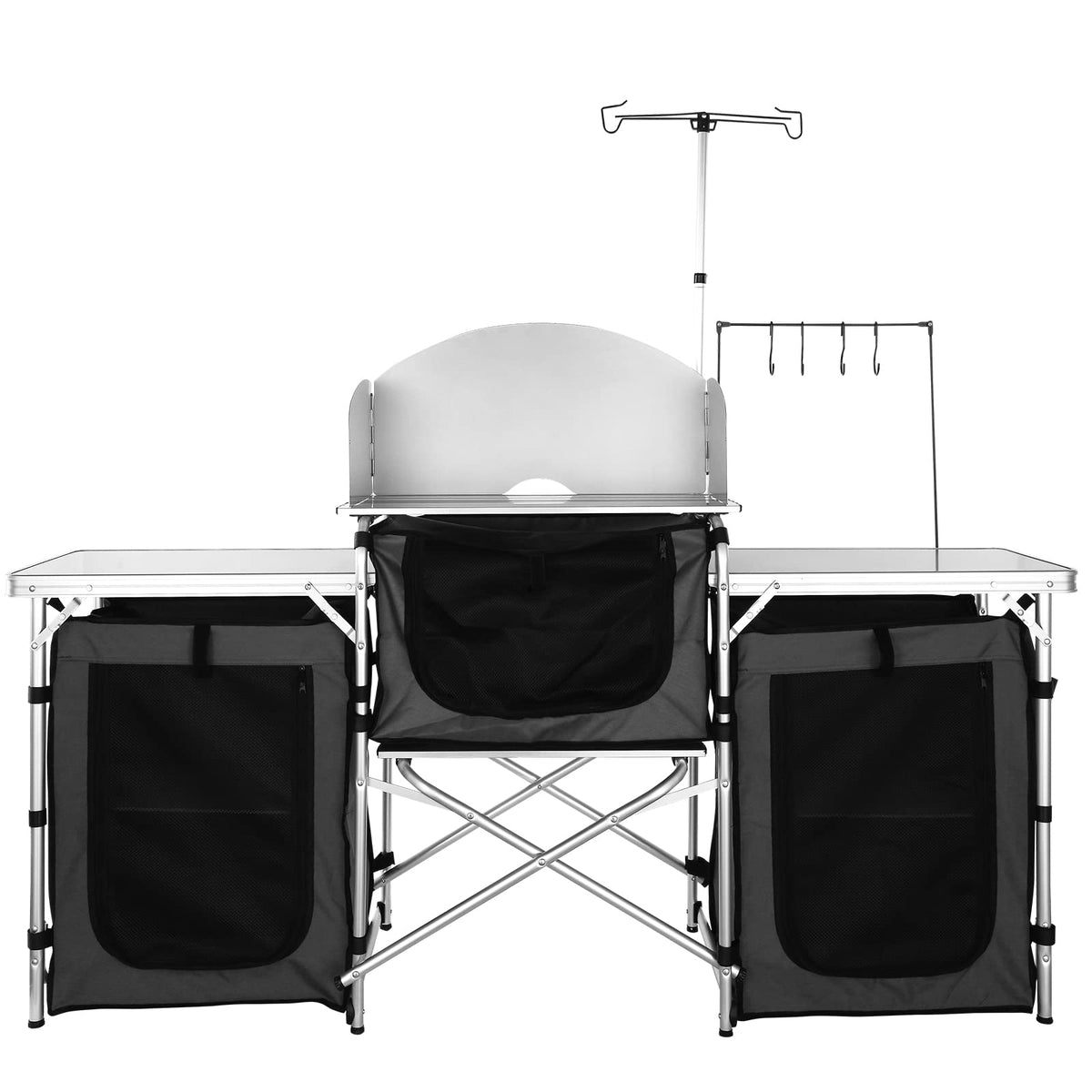 Folding Aluminum Camping Kitchen Table with Storage Bag W63395