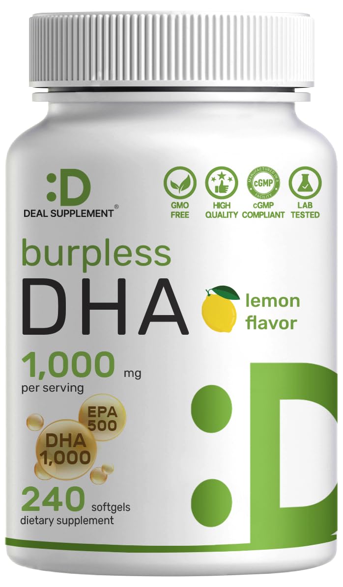 240 Softgels Lemon Flavor DHA 1000mg EPA 500mg Omega-3 Softgels T5280