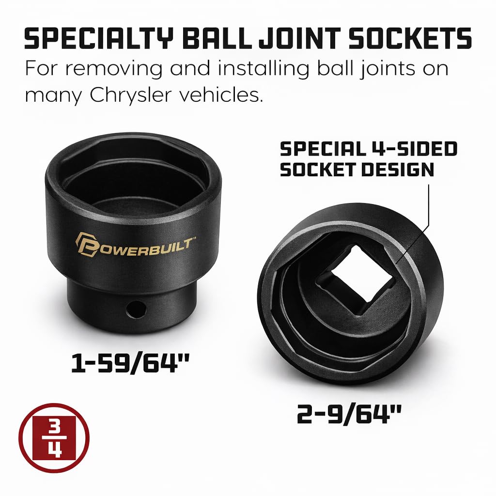 2 Piece Ball Joint Socket Set, 3/4" Drive with Storage Case V37694