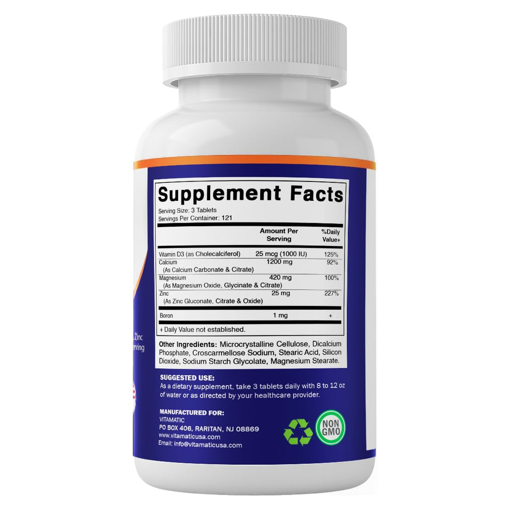 Calcium Magnesium Zinc D3 Boron 365 Coated Tablets Supplement Q99425