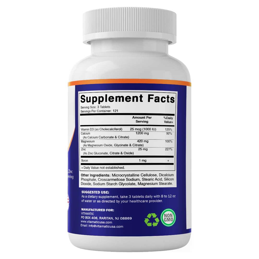 Calcium Magnesium Zinc D3 Boron 365 Coated Tablets Supplement Q99425