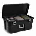 Rolling Storage Trunk with Wheels and Handle, 22 Gallon Black Bin E54989