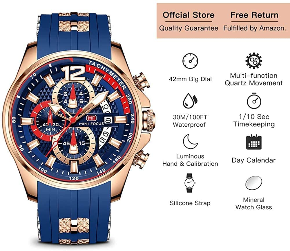 Men's Chronograph Waterproof Analog Quartz Watch A3680