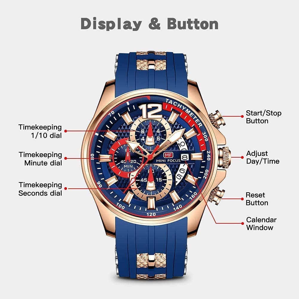 Men's Chronograph Waterproof Analog Quartz Watch A3680