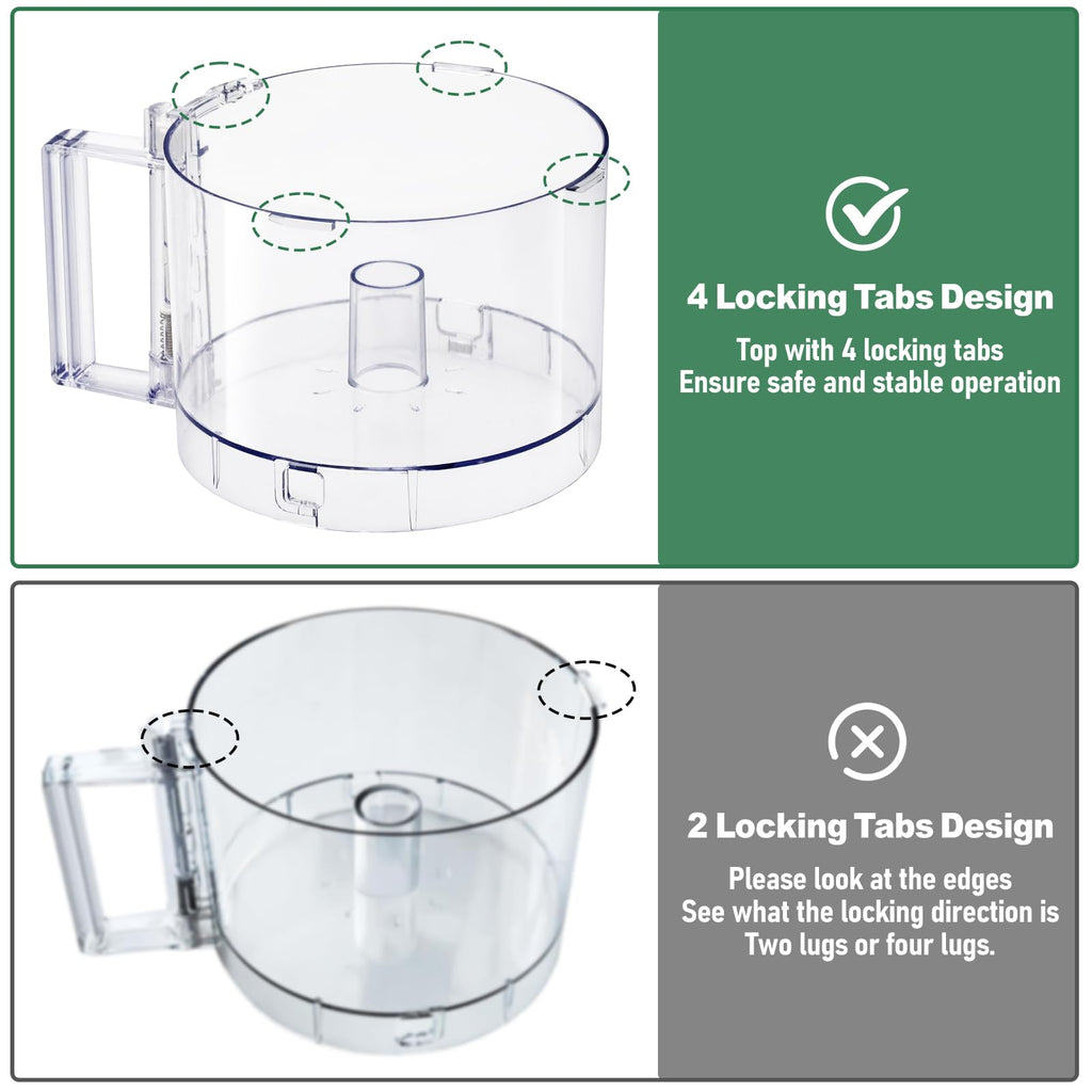 Food Processor Work Bowl 7-Cup with 4 Locking Tabs H212