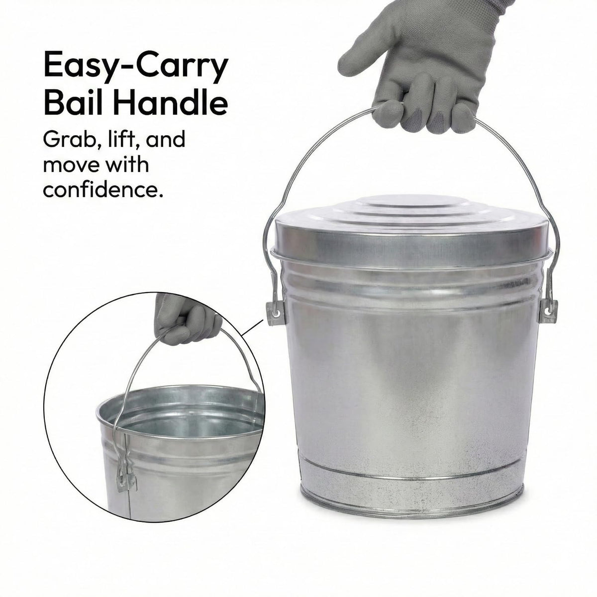 6 Gallon Galvanized Metal Trash Can with Locking Lid Z160