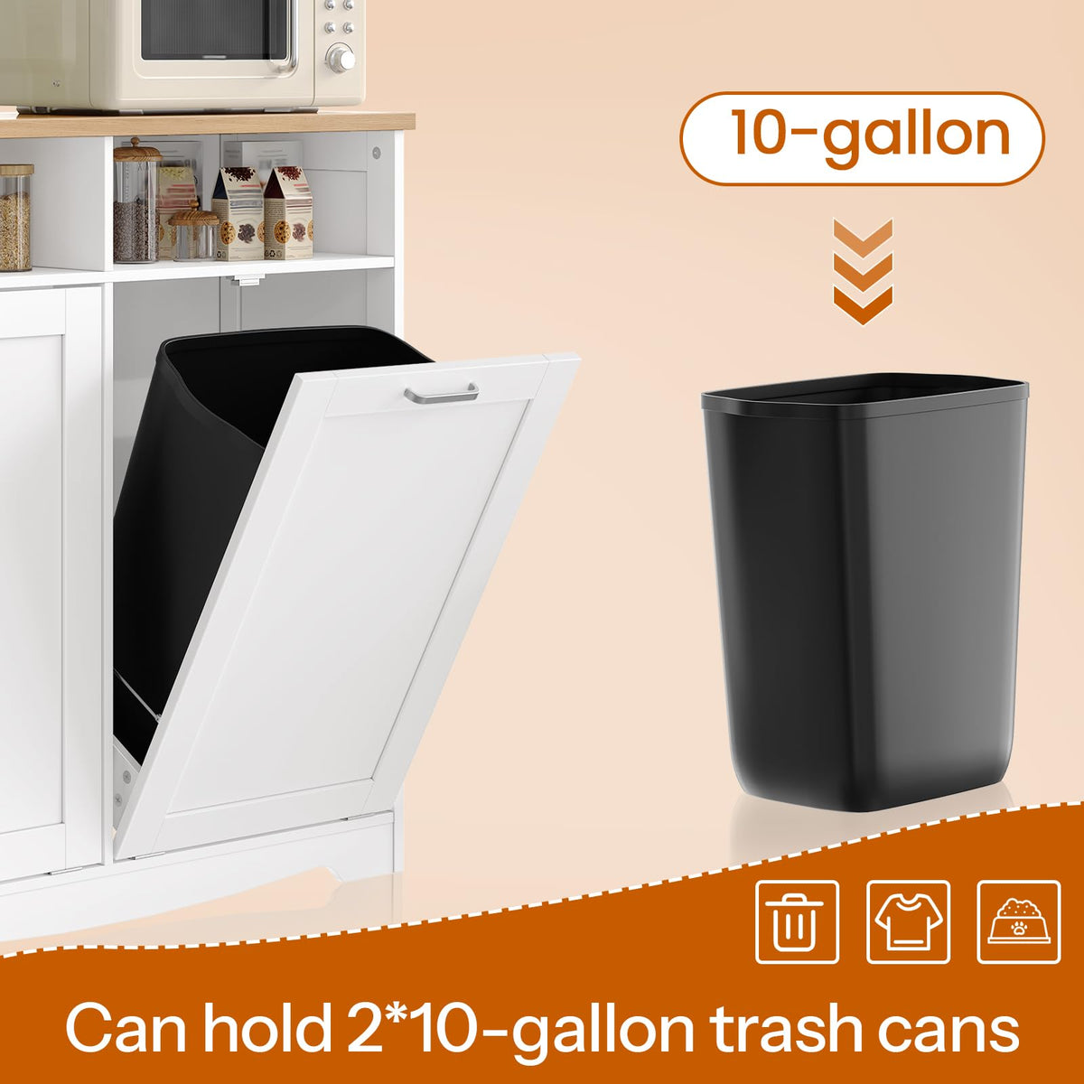 White Double Tilt Out Trash Can Cabinet Q43598