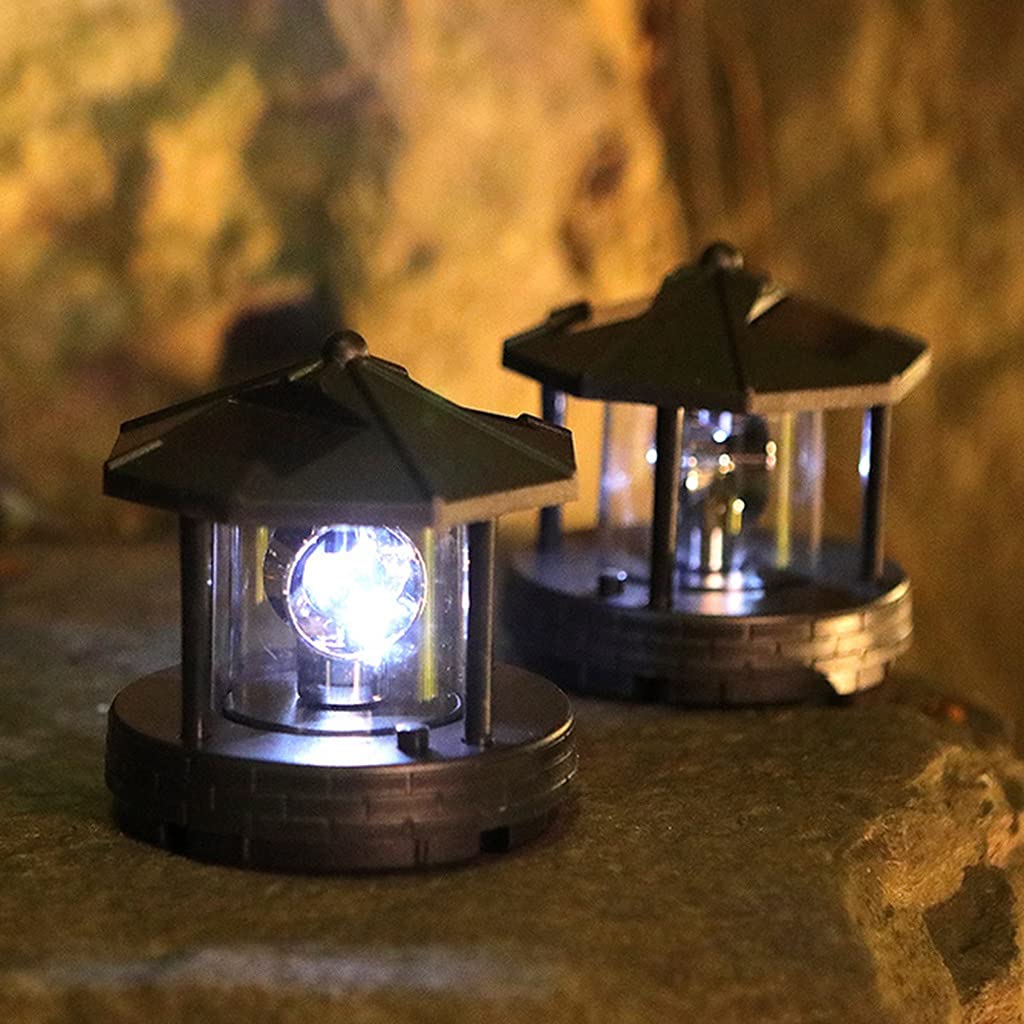 2 Pieces Solar Powered Lighthouse Shape Light Q92378