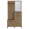 75" Tall Mirrored Console Table with Three Shelves, Two Cabinets, One Drawer R4856