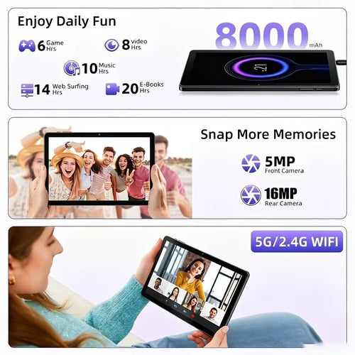 10.1 Inch Tablet 8GB RAM 128GB ROM with Keyboard Case Stylus A7981