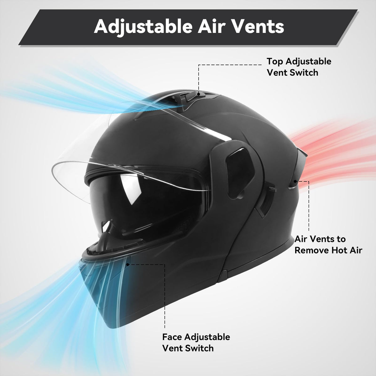 Modular Flip up Motorcycle Helmets DOT Approved B17138