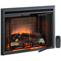 Black Electric Fireplace Insert with Glass Door and Mesh Screen, 750/1500W Z717148