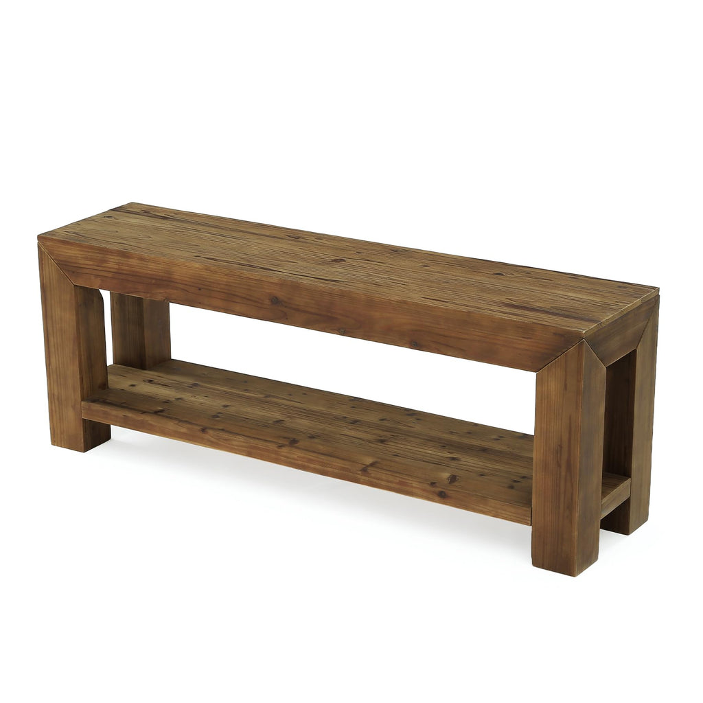 Solid Wood 63" TV Stand with Open Storage Shelves D297126