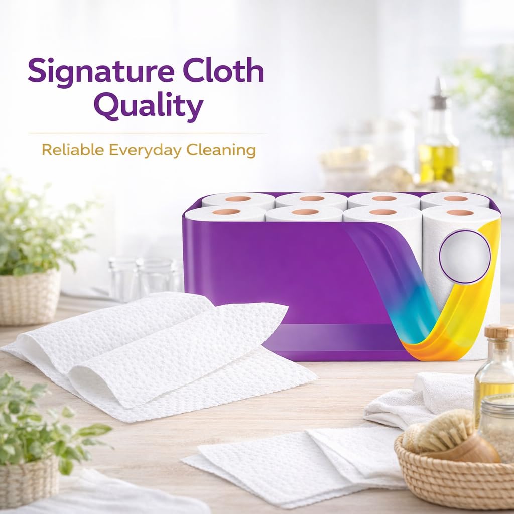 Cloth Paper Towels, 8 Triple Rolls Z8360