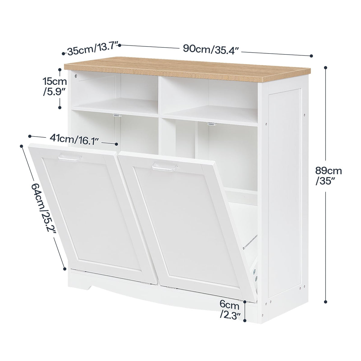 White Double Tilt Out Trash Can Cabinet Q43598
