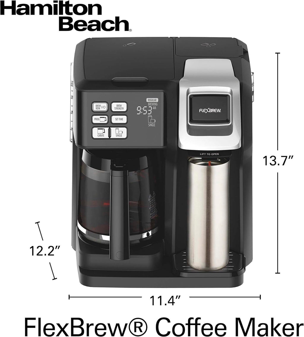 12 Cup Programmable Coffee Maker & Single Serve Drip Coffee Machine, 2-in-1 Automatic Coffee Brewer with Glass Carafe, Reusable Filter, Digital Timer and Warming Plate - Black/Silver P683206