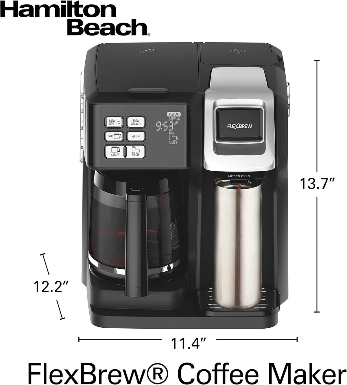 12 Cup Programmable Coffee Maker & Single Serve Drip Coffee Machine, 2-in-1 Automatic Coffee Brewer with Glass Carafe, Reusable Filter, Digital Timer and Warming Plate - Black/Silver P683206