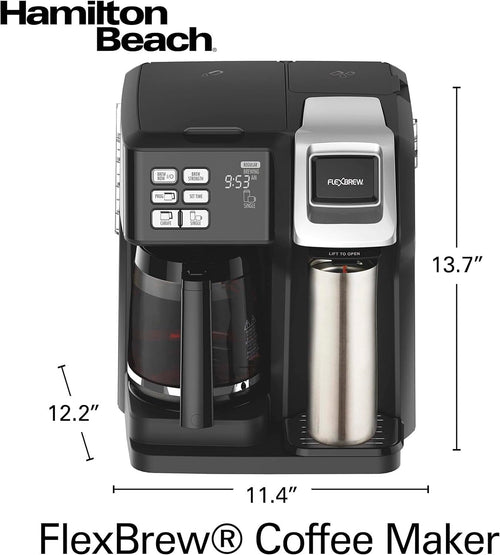 12 Cup Programmable Coffee Maker & Single Serve Drip Coffee Machine, 2-in-1 Automatic Coffee Brewer with Glass Carafe, Reusable Filter, Digital Timer and Warming Plate - Black/Silver P683206