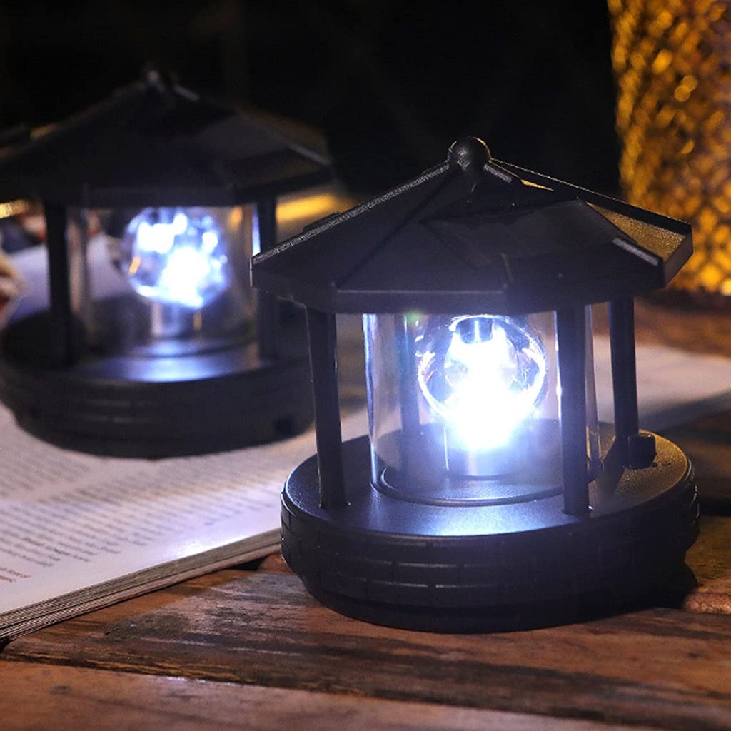2 Pieces Solar Powered Lighthouse Shape Light Q92378