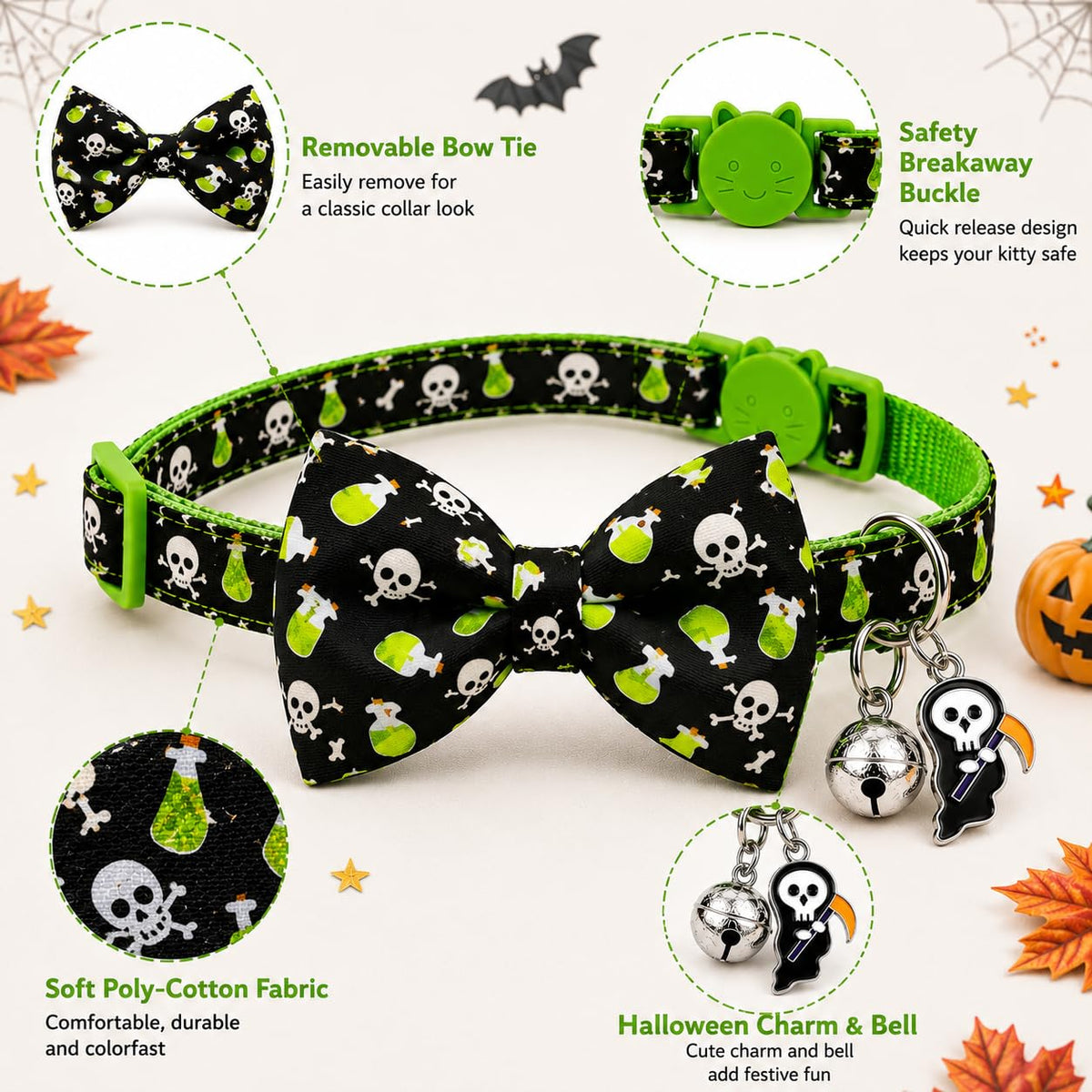 Halloween Cat Collar 2 Pack Adjustable Breakaway G429