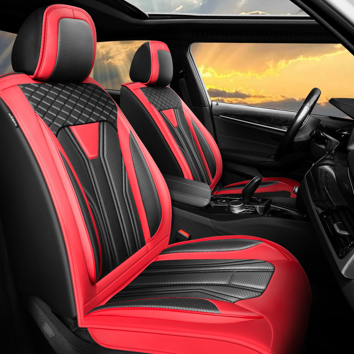 Car Seat Covers Red & Black F312