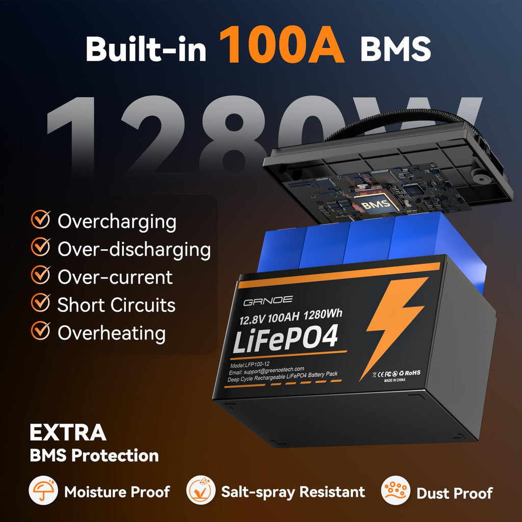 12V 100Ah LiFePO4 Lithium Battery 2-Pack J3932