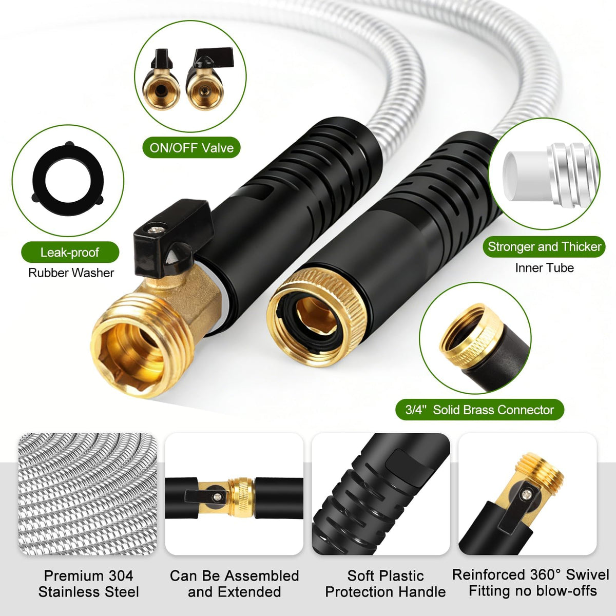 100 ft Stainless Steel Heavy Duty Garden Hose X30411