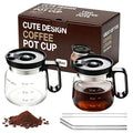 2 Pack 16oz Clear Glass Coffee Mug with Lid and Straw A200504