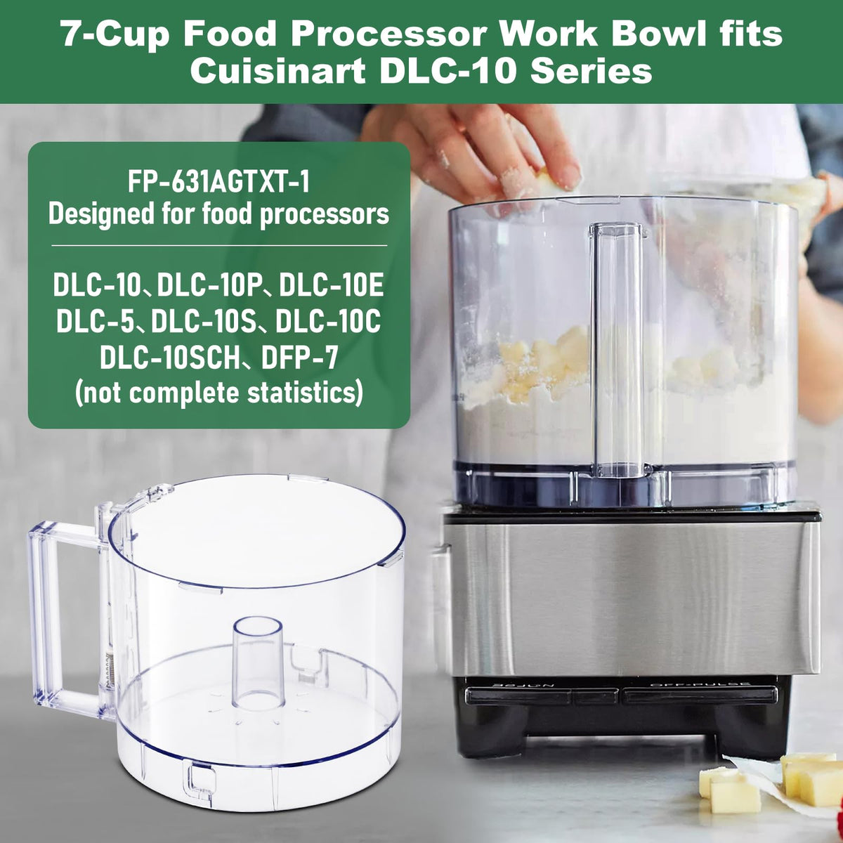 Food Processor Work Bowl 7-Cup with 4 Locking Tabs H212