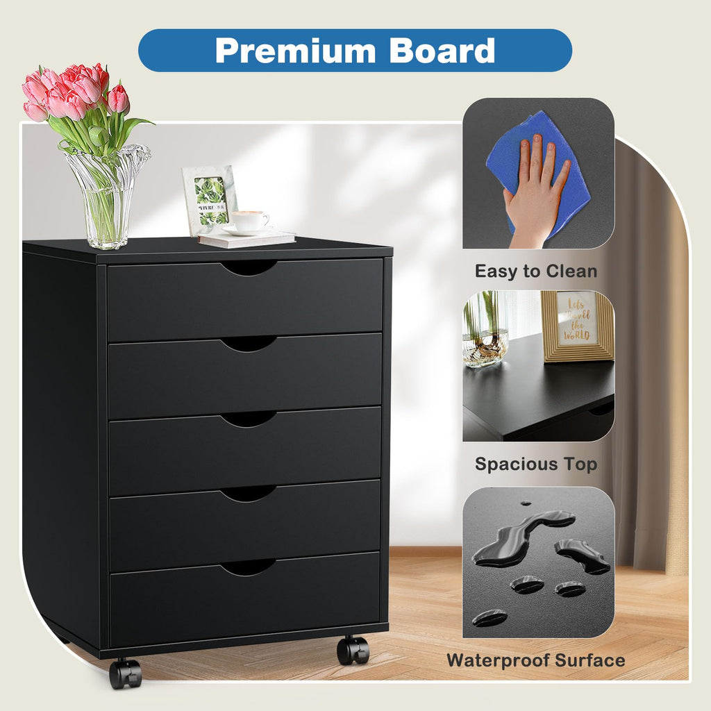 5 Drawer File Cabinet with Wheels V722985