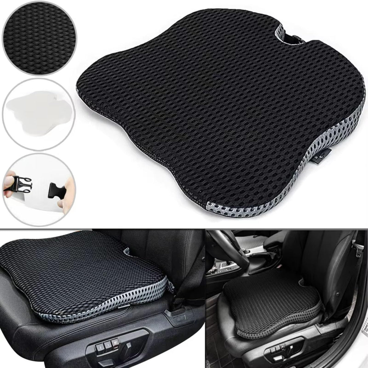 Black Memory Foam Car Seat Booster Cushion D6008